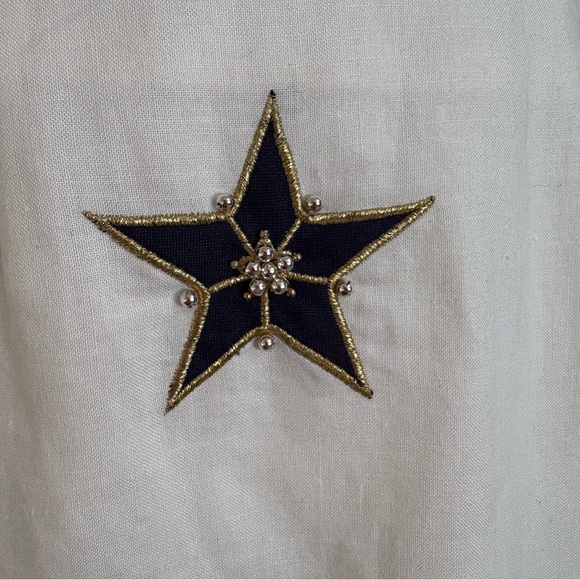 Vintage Adam Douglass Adrianna Papell White Navy Star Beaded Pencil Skirt - Picture 6 of 9